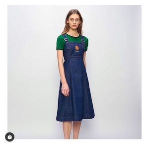 Alexa Chung Flower-Embroidered Denim Midi Dress